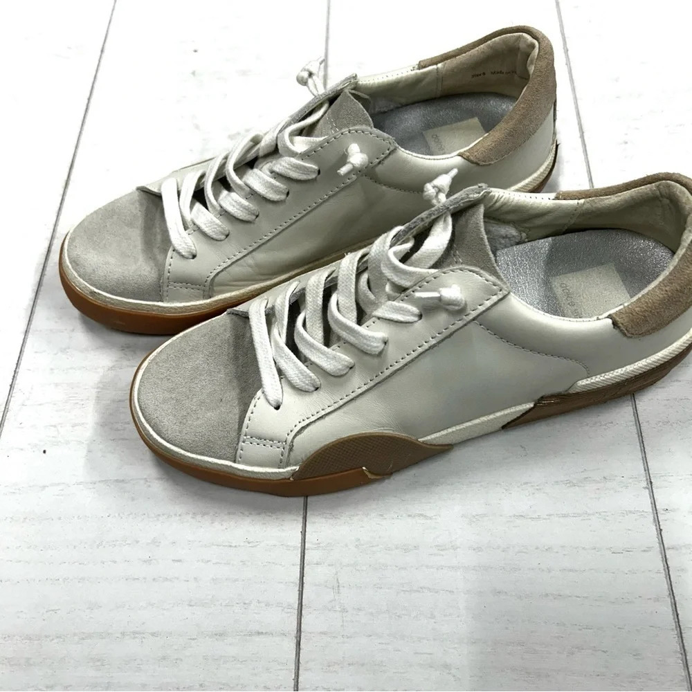 Dolce Vita Zina Sneaker Womens 6 White Tan‎ Leather Preowned